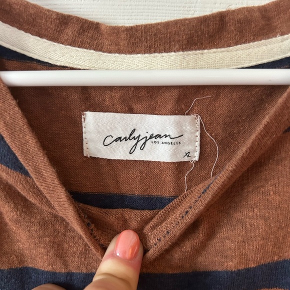 Casual Brown Striped Tee Shirt - Picture 2 of 2